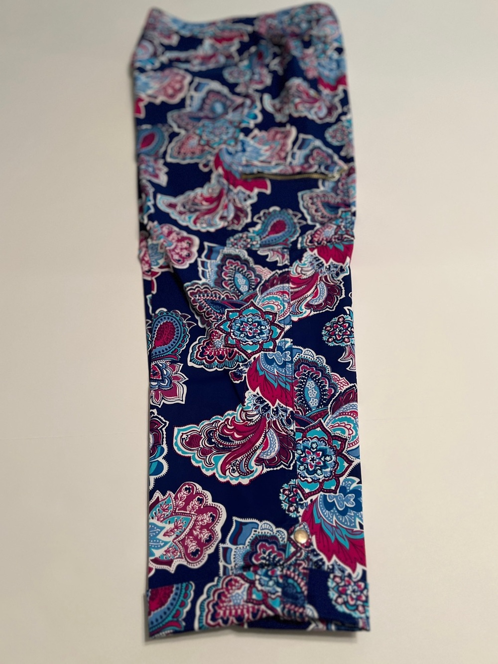 Chico's Navy Multicolor Paisley Cropped Pants - Picture 3 of 6